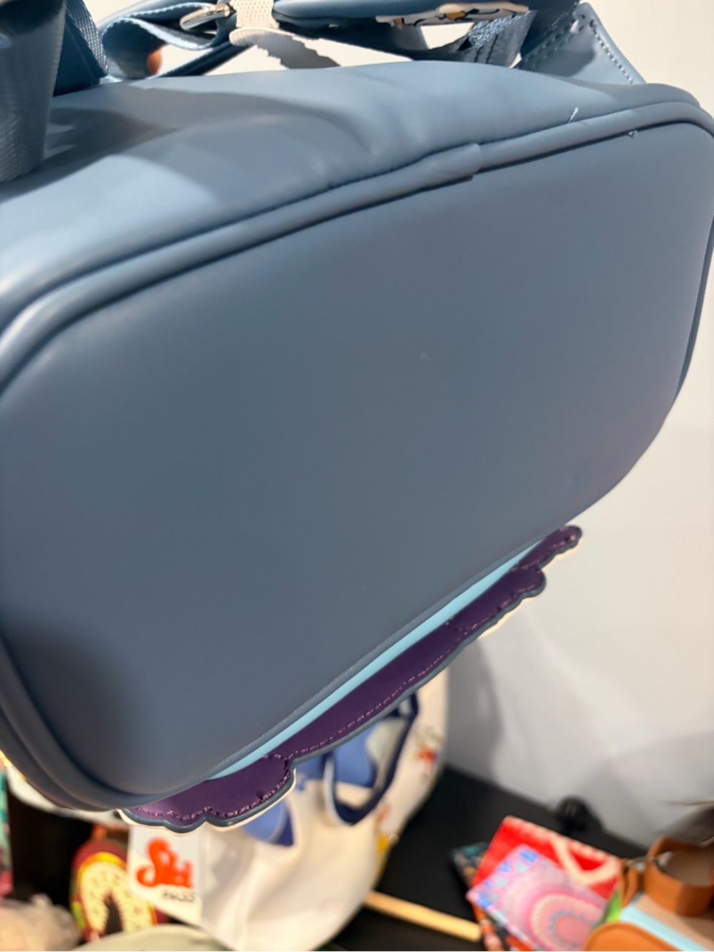 Loungefly Stitch Reading Mini Backpack in Blue with Purple Book and Pink Ears - Picture 5 of 5